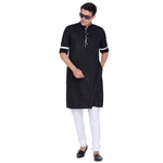 Thumbnail for Vastramay Men's Black Cotton Satin Blend Kurta Pyjama Set - Distacart