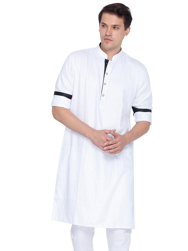 Vastramay Men's White Cotton Satin Blend Kurta - Distacart