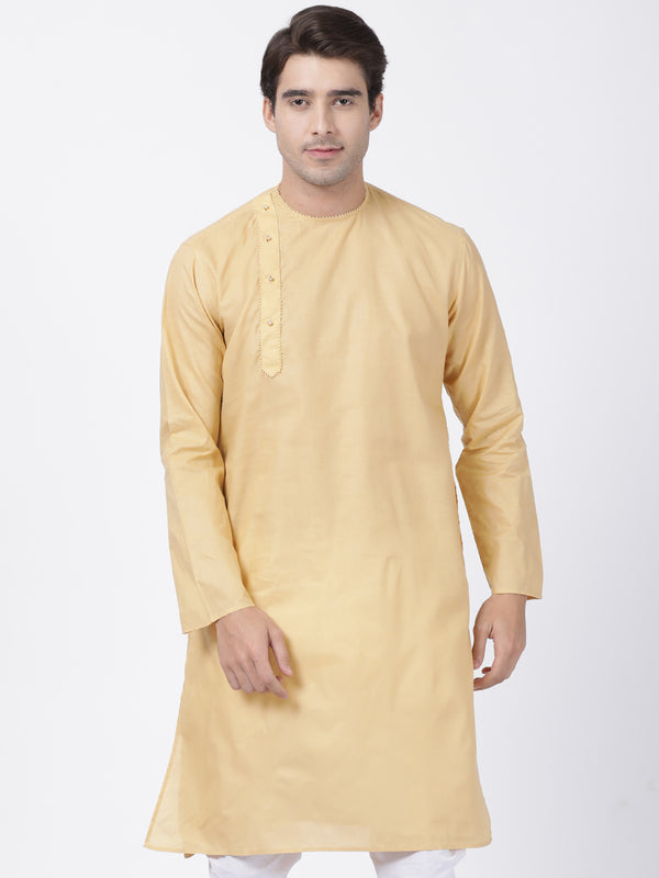 Vastramay Men's Beige Cotton Blend Kurta - Distacart