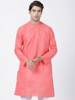 Thumbnail for Vastramay Men's Pink Cotton Blend Kurta - Distacart