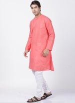 Thumbnail for Vastramay Men's Pink Cotton Blend Kurta Pyjama Set - Distacart