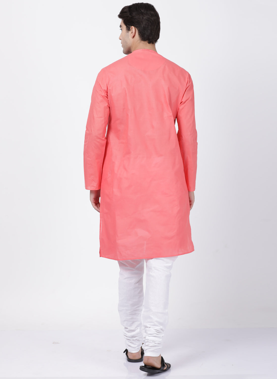 Vastramay Men's Pink Cotton Blend Kurta Pyjama Set - Distacart