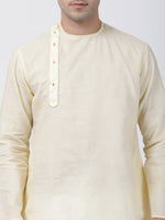 Thumbnail for Vastramay Men's Cream Cotton Blend Kurta - Distacart
