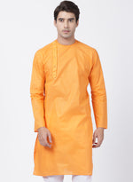Thumbnail for Vastramay Men's Orange Cotton Blend Kurta - Distacart