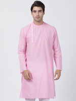 Thumbnail for Vastramay Men's Pink Cotton Blend Kurta - Distacart