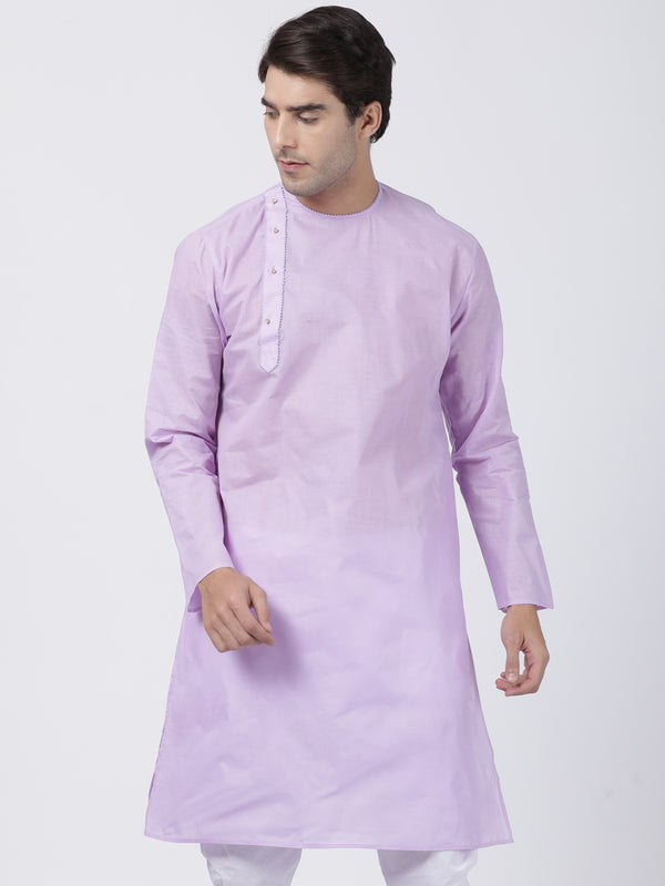 Vastramay Men's Purple Cotton Blend Kurta - Distacart