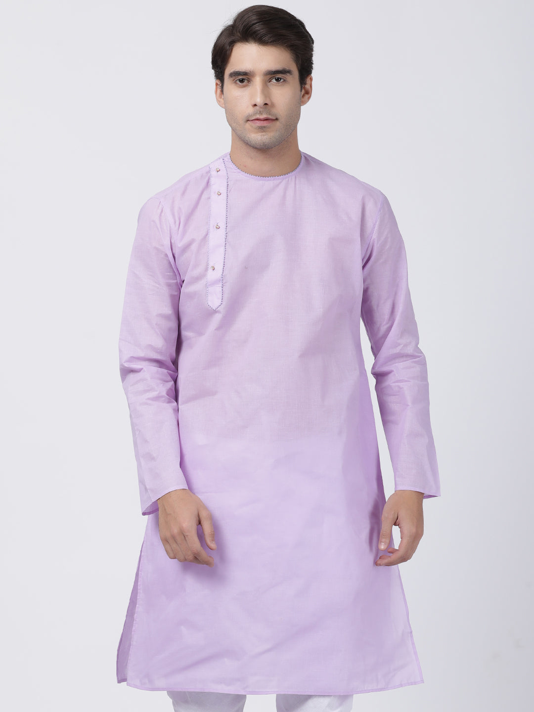 Vastramay Men's Purple Cotton Blend Kurta - Distacart