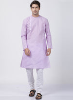 Thumbnail for Vastramay Men's Purple Cotton Blend Kurta Pyjama Set - Distacart