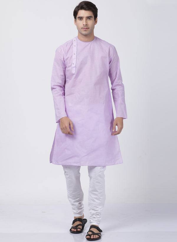 Vastramay Men's Purple Cotton Blend Kurta Pyjama Set - Distacart