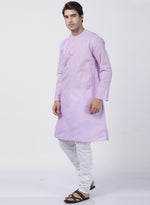 Thumbnail for Vastramay Men's Purple Cotton Blend Kurta Pyjama Set - Distacart