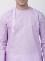 Thumbnail for Vastramay Men's Purple Cotton Blend Kurta Pyjama Set - Distacart