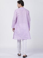 Thumbnail for Vastramay Men's Purple Cotton Blend Kurta Pyjama Set - Distacart