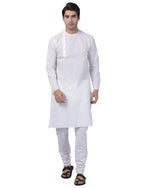 Thumbnail for Vastramay Men's White Cotton Blend Kurta Pyjama Set - Distacart