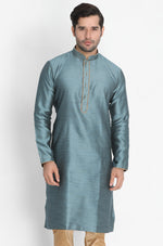 Thumbnail for Vastramay Men's Light Blue Silk Blend Kurta - Distacart
