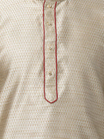 Thumbnail for VM by Vastramay Men's Beige Silk Blend Kurta Pyjama Set - Distacart