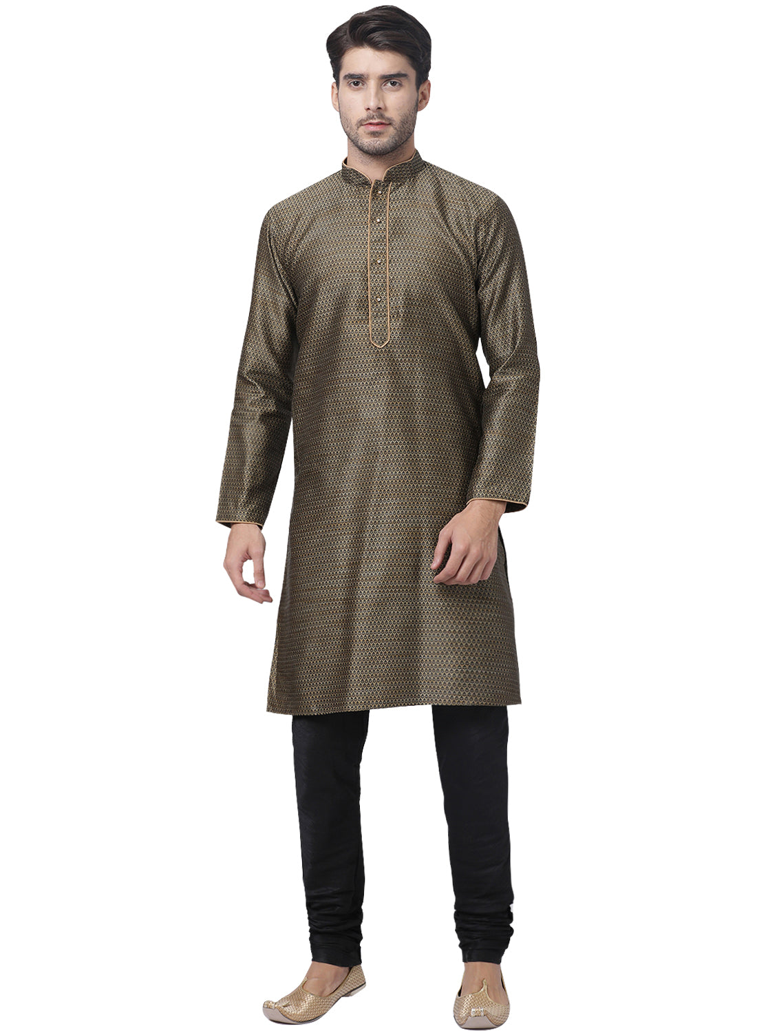 VM by Vastramay Men's Black Silk Blend Kurta Pyjama Set - Distacart