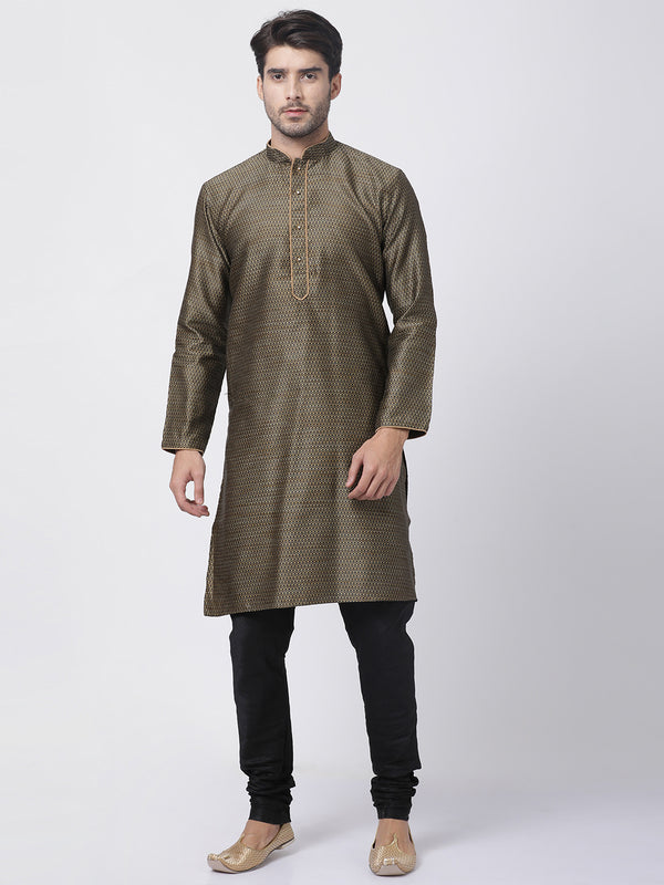 VM by Vastramay Men's Black Silk Blend Kurta Pyjama Set - Distacart