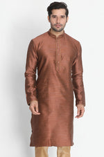 Thumbnail for Vastramay Men's Maroon Silk Blend Kurta - Distacart