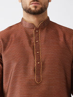 Thumbnail for VM by Vastramay Men's Maroon And Gold Silk Blend Kurta And Dhoti Set - Distacart