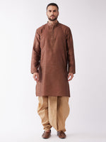 Thumbnail for VM by Vastramay Men's Maroon And Rose Gold Silk Blend Kurta And Dhoti Set - Distacart