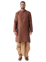 Thumbnail for VM by Vastramay Men's Maroon And Rose Gold Silk Blend Kurta And Dhoti Set - Distacart