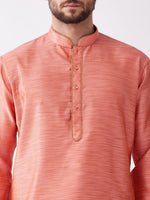 Thumbnail for VM by Vastramay Men's Pink And Rose Gold Silk Blend Kurta And Dhoti Set - Distacart