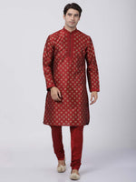 Thumbnail for Vastramay Men's Maroon Silk Blend Kurta Pyjama Set - Distacart