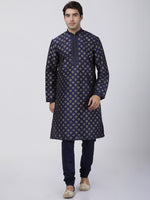 Thumbnail for Vastramay Men's Dark Blue Silk Blend Kurta Pyjama Set - Distacart
