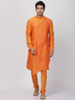 Thumbnail for Vastramay Men's Orange Cotton Blend Kurta Pyjama Set - Distacart
