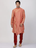 Thumbnail for Vastramay Men's Pink Cotton Blend Kurta Pyjama Set - Distacart