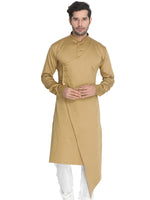 Thumbnail for Vastramay Men's Beige Cotton Satin Blend Kurta - Distacart