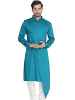 Thumbnail for Vastramay Men's Green Cotton Satin Blend Kurta - Distacart