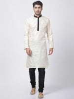 Thumbnail for Vastramay Men's Gold Silk Blend Kurta Pyjama Set - Distacart