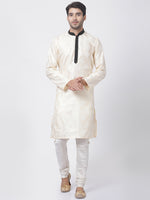Thumbnail for Vastramay Men's Gold Silk Blend Kurta Pyjama Set - Distacart