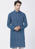 Thumbnail for Vastramay Men's Blue Pure Cotton Kurta - Distacart