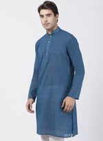 Thumbnail for Vastramay Men's Blue Pure Cotton Kurta - Distacart