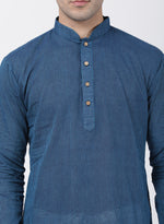 Thumbnail for Vastramay Men's Blue Pure Cotton Kurta - Distacart