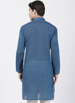 Thumbnail for Vastramay Men's Blue Pure Cotton Kurta - Distacart