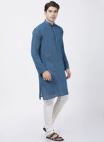 Thumbnail for Vastramay Men's Blue Pure Cotton Kurta - Distacart