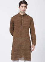 Thumbnail for Vastramay Men's Brown Pure Cotton Kurta - Distacart