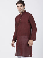 Thumbnail for Vastramay Men's Maroon Pure Cotton Kurta - Distacart