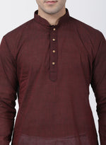 Thumbnail for Vastramay Men's Maroon Pure Cotton Kurta - Distacart