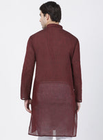 Thumbnail for Vastramay Men's Maroon Pure Cotton Kurta - Distacart