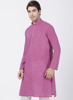 Thumbnail for Vastramay Men's Purple Pure Cotton Kurta - Distacart