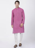 Thumbnail for Vastramay Men's Purple Pure Cotton Kurta - Distacart
