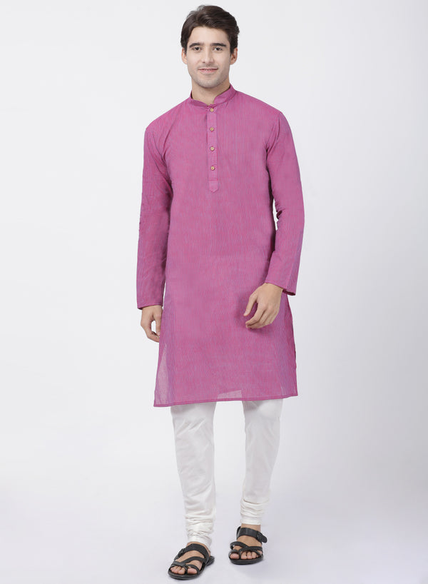 Vastramay Men's Purple Pure Cotton Kurta - Distacart