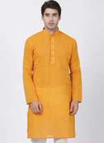 Thumbnail for Vastramay Men's Yellow Pure Cotton Kurta - Distacart