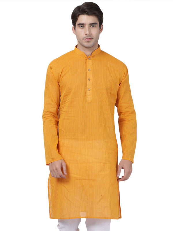 Vastramay Men's Yellow Pure Cotton Kurta - Distacart