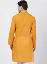 Thumbnail for Vastramay Men's Yellow Pure Cotton Kurta - Distacart