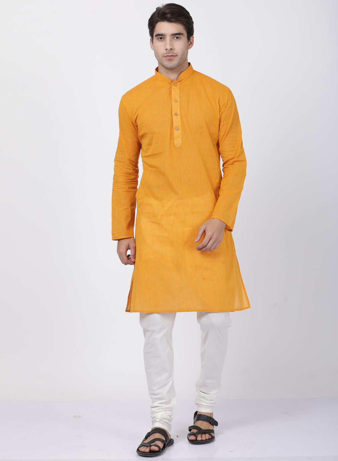 Vastramay Men's Yellow Pure Cotton Kurta - Distacart